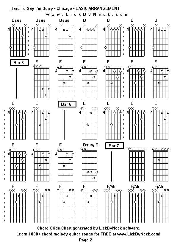 Chord Grids Chart of chord melody fingerstyle guitar song-Hard To Say I'm Sorry - Chicago - BASIC ARRANGEMENT,generated by LickByNeck software.